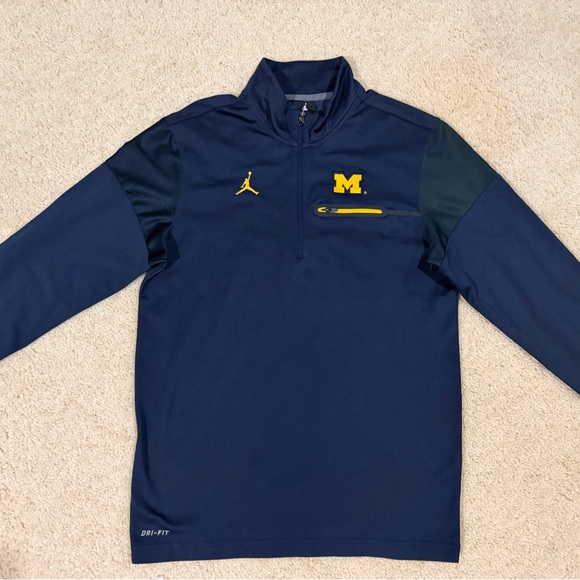 Jordan Michigan U of M Navy Dri-Fit  Quarter-Zip Pullover (men’s small) - Picture 2 of 2